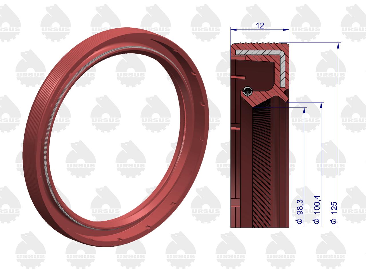 Pierścień uszczelniający uszczelniacz wału korbowego tylny Fluoroelastomer C-330 ORYGINAŁ URSUS - obrazek 2