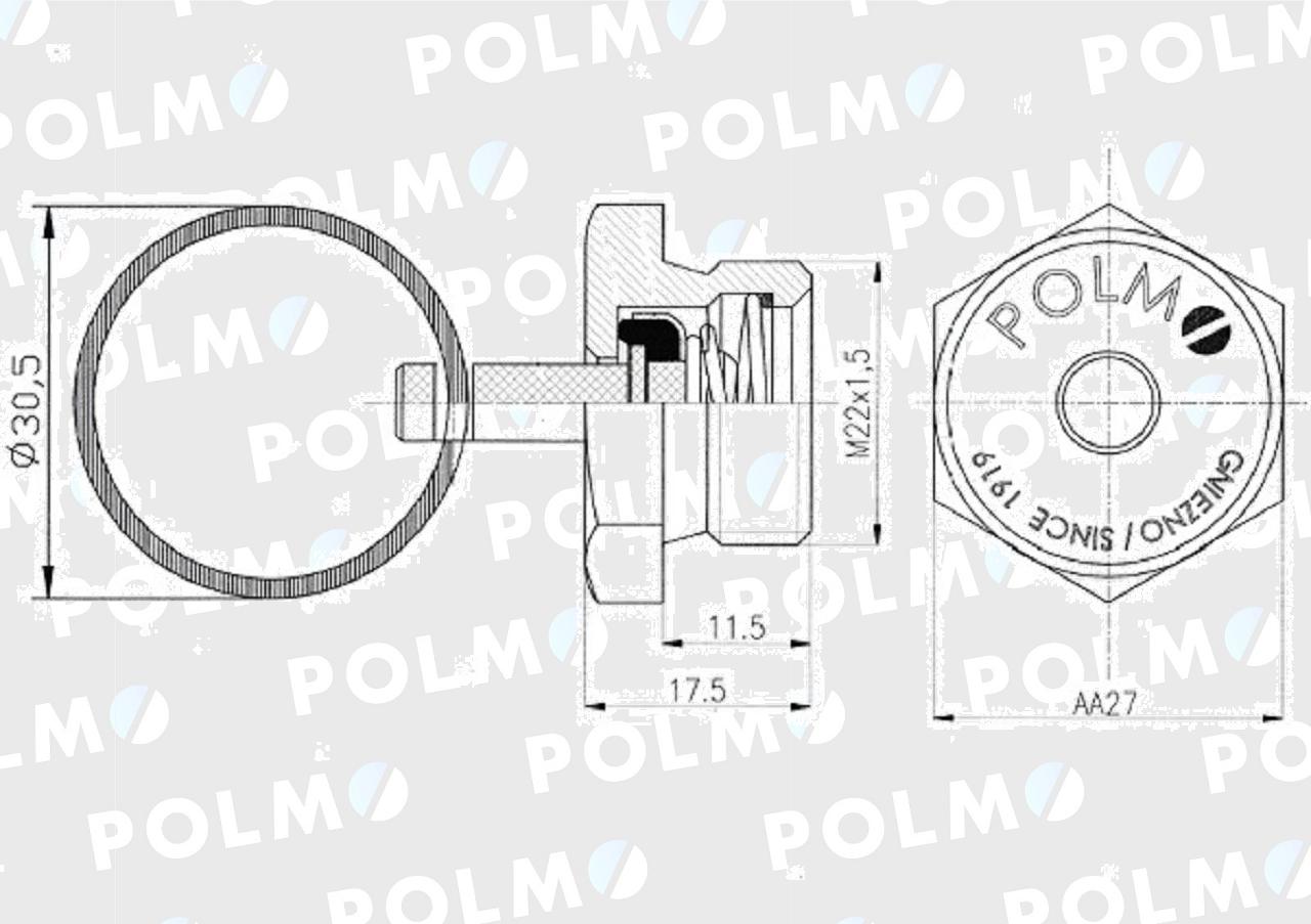 Odwadniacz zbiornika powietrza Przyczepa Ciągnik 22x1.5 POLMO - obrazek 2
