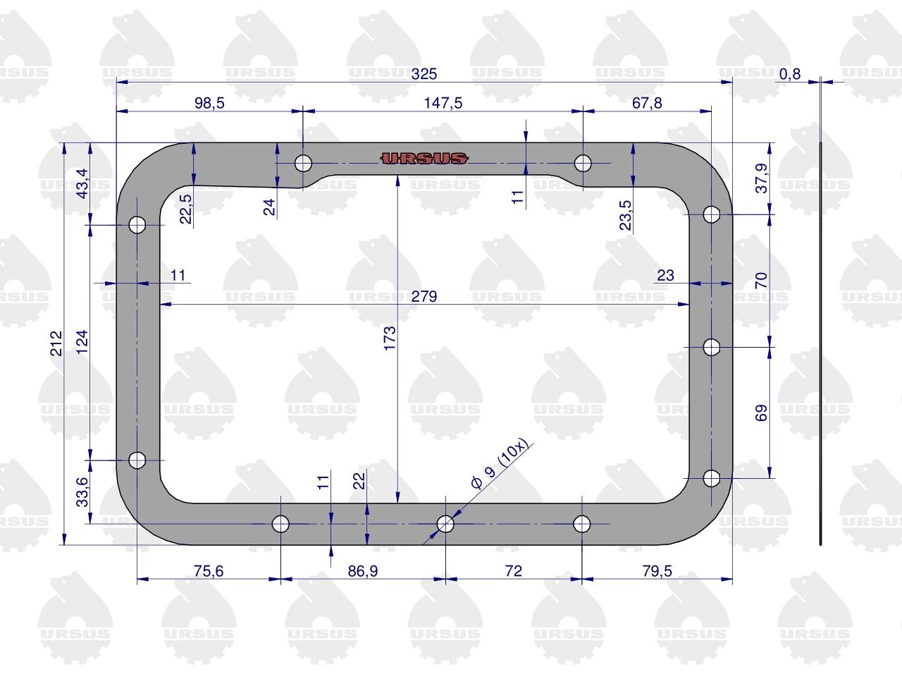 Uszczelka pokrywy górnej skrzyni biegów krążelit 0.8mm C-330 ORYGINAŁ URSUS