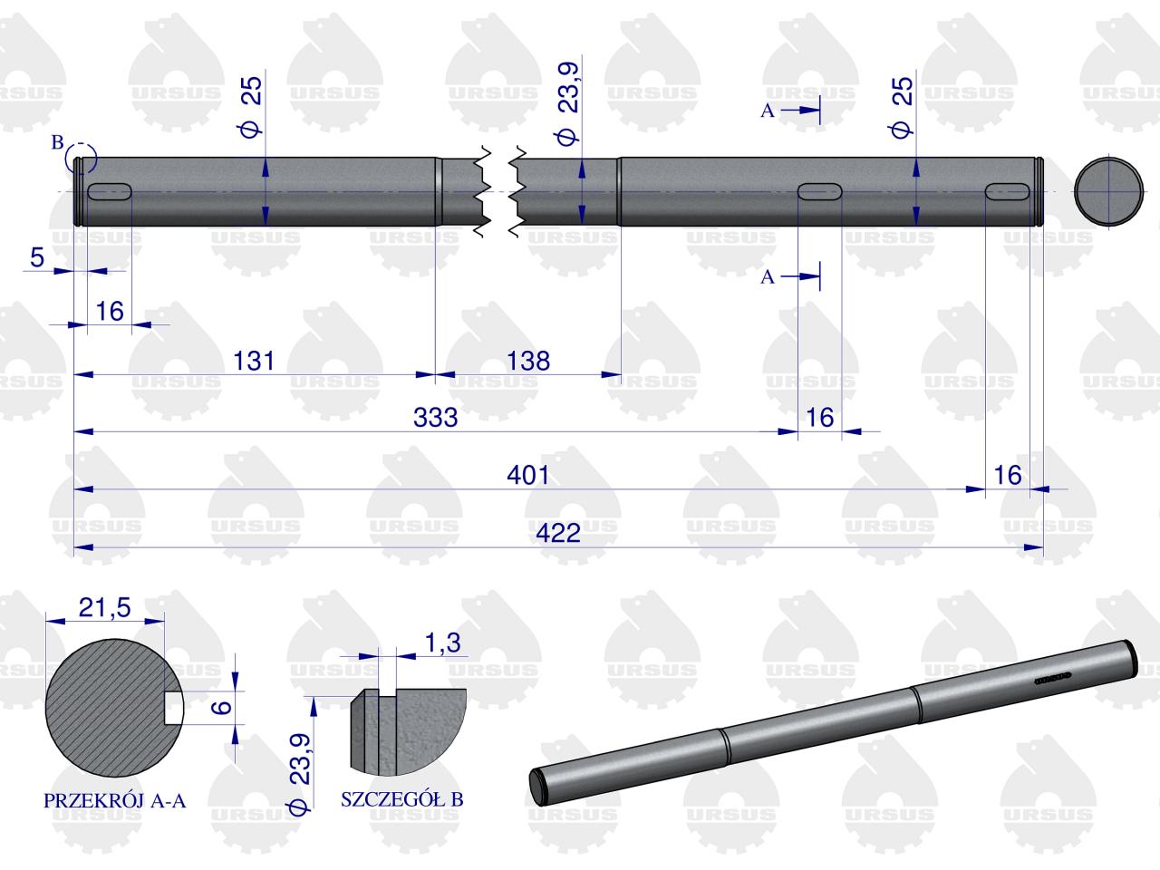 Wałek pedałów C-360 ORYGINAŁ URSUS