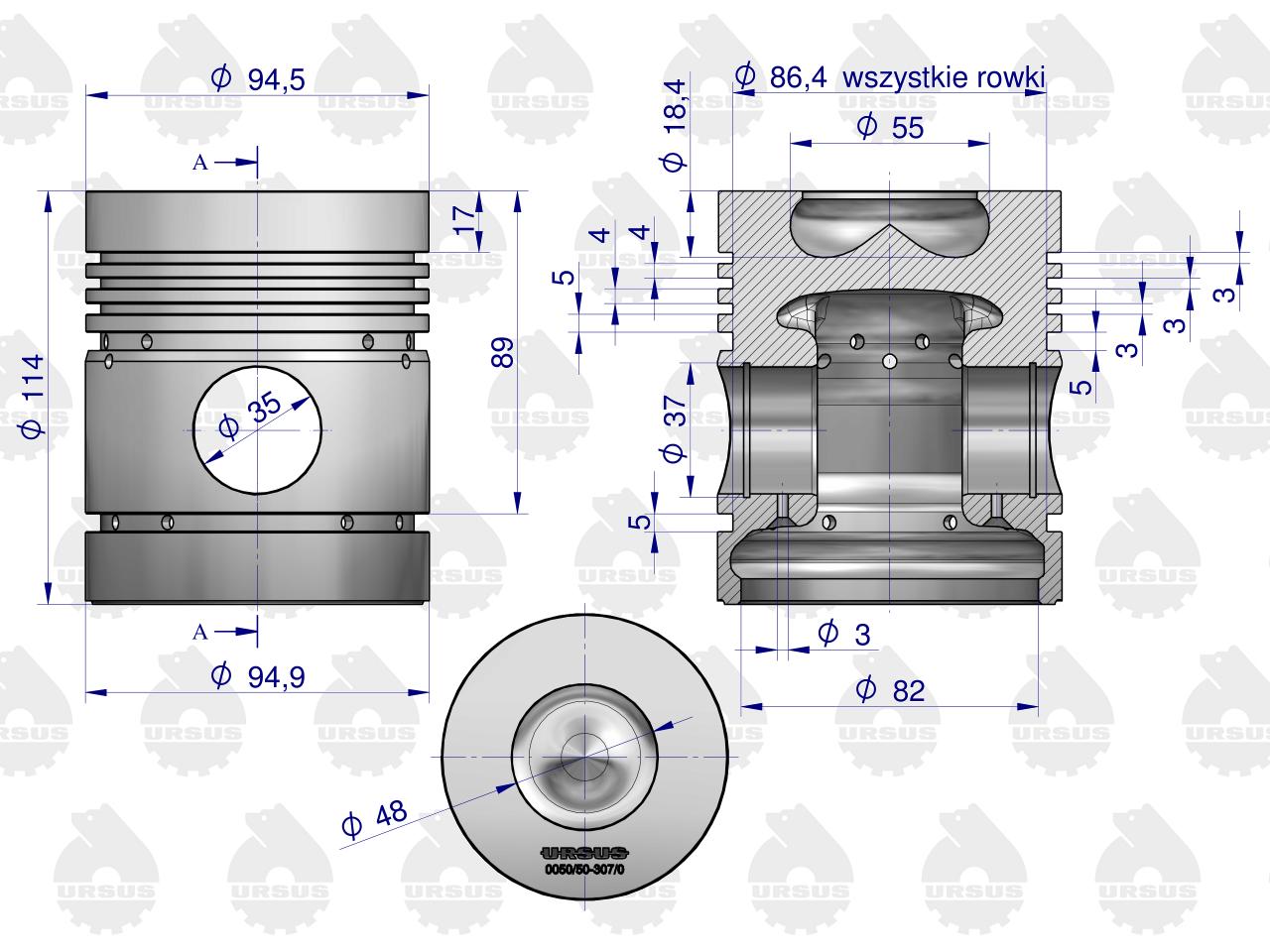 Zestaw naprawczy silnika 55110018 950116 C-360 (komplet) ORYGINAŁ URSUS - obrazek 5