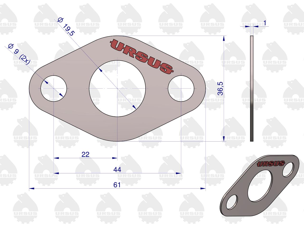 Uszczelka rury wodnej 950524 krążelit 0.8mm C-360 Zetor ORYGINAŁ URSUS