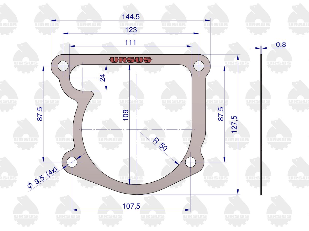 Uszczelka pompy wodnej 950613 krążelit 0.8mm C-360 Zetor ORYGINAŁ URSUS