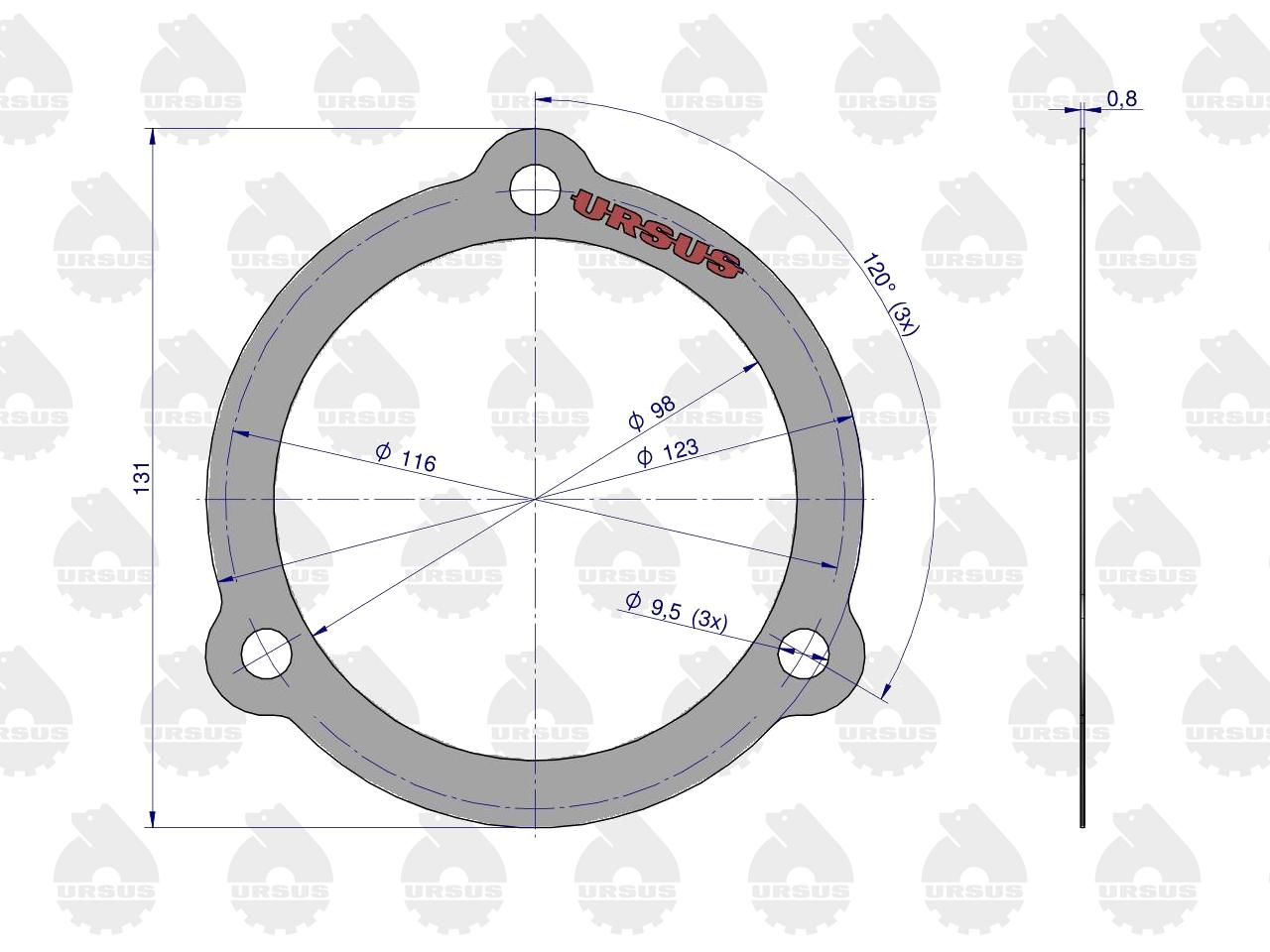 Uszczelka pokrywy tylnej zwolnicy krążelit 0.8mm C-360 ORYGINAŁ URSUS