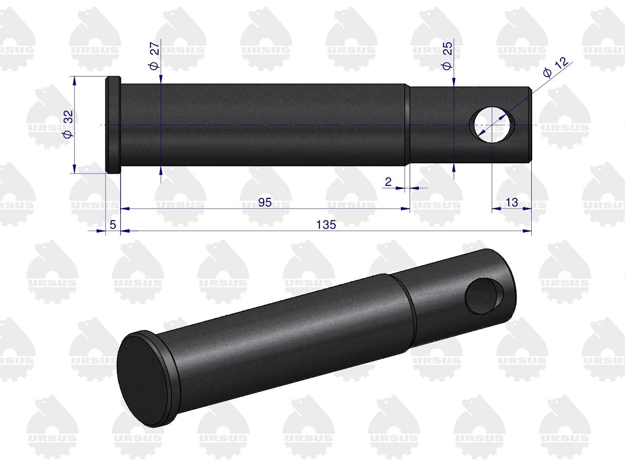 Sworzeń widłaka zaczepu polowego C-330 C-360 ORYGINAŁ URSUS