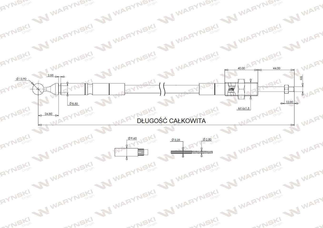Linka do sterowania rozdzielaczem na kulkę (z tworzywa sztucznego. plastikowa PA6) L-2000mm Waryński - obrazek 4