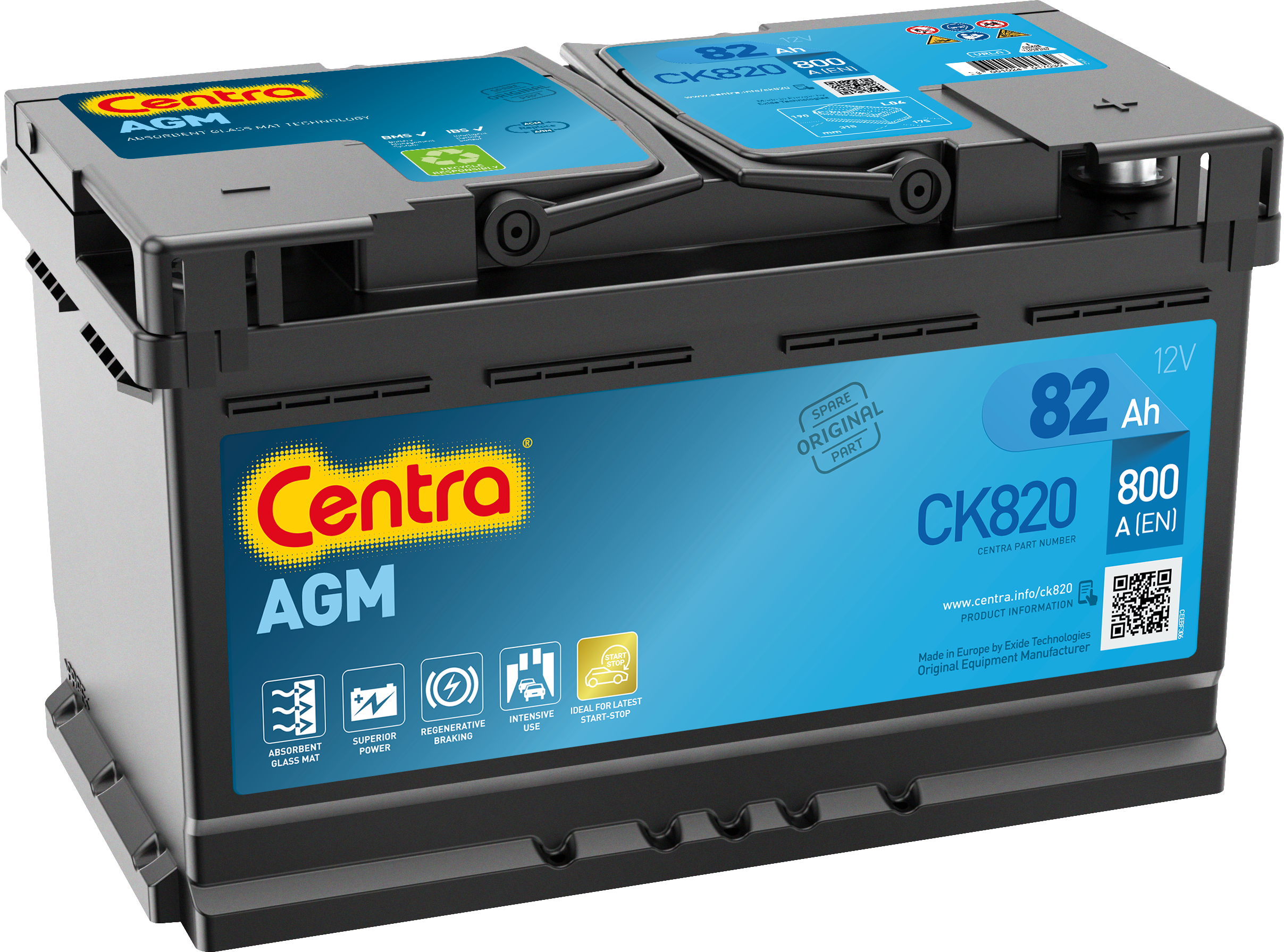 Akumulator Centra AGM 12V/82Ah 800A
